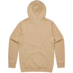 A beige hoodie with a kangaroo pocket and a hood, featuring a plain design and no visible logos.