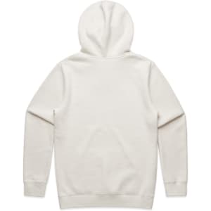 A cream-coloured hoodie featuring a hood and long sleeves. The back view shows the plain design.