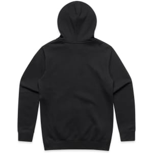 A black zip hooded jumper, featuring a simple design with a hood and no visible logos or text.