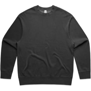 A black jumper with long sleeves and a round neckline, featuring a small logo on the label.