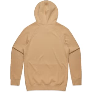 A beige premium hoodie with a hood, featuring a simple design and no visible logos.