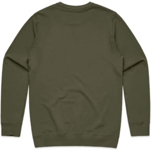 A green jumper with long sleeves and a crew neck, featuring a plain back design. The product has a branding logo.