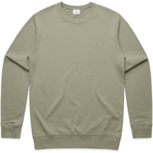 A green jumper with a crew neck and long sleeves, featuring a simple design and a small logo.