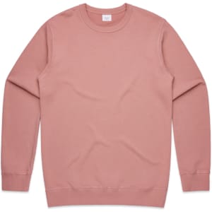 A pink crew jumper with long sleeves and a round neckline, featuring a brand logo.