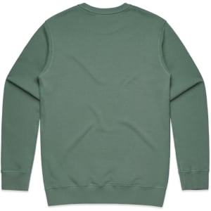 A green jumper with a classic crew neckline and long sleeves, featuring a plain design on the back.