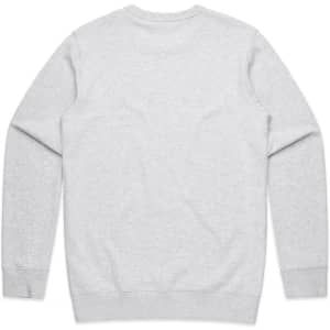 A grey sweatshirt featuring long sleeves and a simple design. The back view shows no logos or branding.