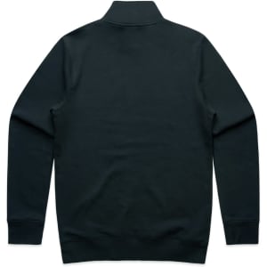 A dark green crew neck pullover with a half zip and long sleeves, featuring a plain back design.
