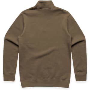 A brown half zip crew jumper with no visible design details or logos on the back.