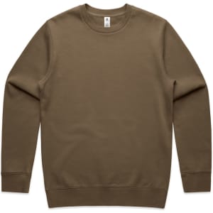 A brown jumper with long sleeves and a crew neck, featuring a brand logo.