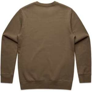 A brown jumper sweater with long sleeves and a round neckline, featuring a plain back and cuffs.