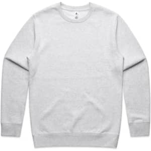 A light grey crew jumper with long sleeves. The design features a plain style and includes a logo.