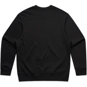 A black sweatshirt with a plain back design, featuring long sleeves and a crew neckline.