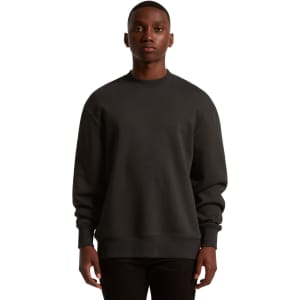 A dark green jumper with a classic crew neck and long sleeves, featuring ribbed cuffs and hem. It has a logo.