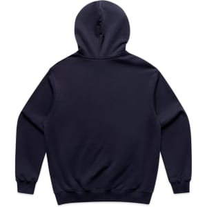 A navy hoodie with a large hood and long sleeves, featuring a plain back and elasticised cuffs.