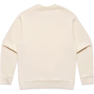 A cream-coloured sweater featuring a simple design and long sleeves. The back view highlights its minimalistic style.
