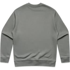A grey jumper with a round neck and long sleeves, featuring a plain back and cuffed hems.