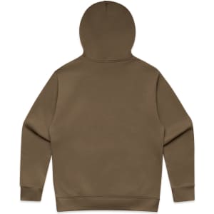 A brown hoodie with a hood, showcasing a simple design and no visible logos or branding.