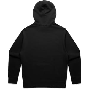A black hoodie with a kangaroo pocket and a hood, featuring a simple design and no visible logos.
