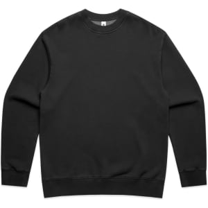 A black crew jumper featuring long sleeves and a classic neckline. The garment has a simple design with a logo.