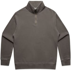 A faded olive half-zip jacket featuring long sleeves and a high collar. The garment has a subtle logo detail.