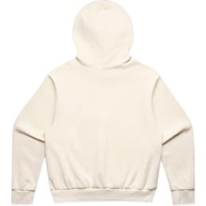 A cream-coloured jumper with a hood, featuring a fitted waistband and cuffs. The back view is displayed.