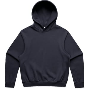 A black hooded jumper with a relaxed fit and a logo on the front. Suitable for casual wear.