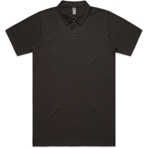 A dark green polo shirt with a collar and three buttons, featuring a simple design and no visible branding.