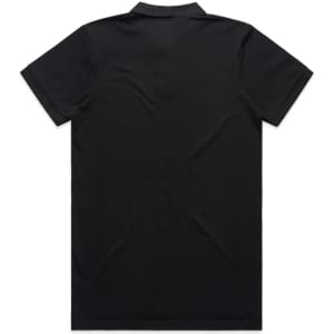 A black Pique Polo shirt with a classic design and short sleeves, featuring a logo on the back.