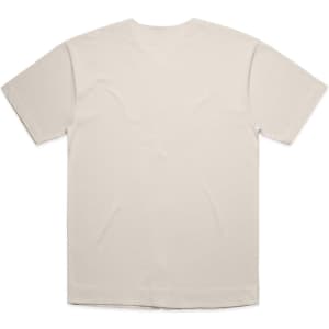 A beige heavy baseball jersey featuring a plain back and short sleeves. Includes a logo on the fabric.