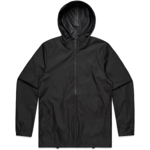 A black Section Zip Jacket featuring a hood, two side pockets, and a sleek design. It has a logo on the front.