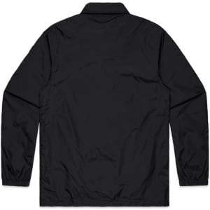 A black Coach Jacket with a simple design featuring long sleeves and a collar, displaying no visible branding.