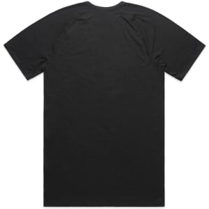 A black t-shirt featuring a simple design with a logo. The shirt has a relaxed fit and short sleeves.