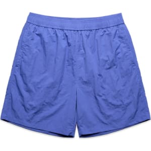 A pair of 17" swim shorts in a light blue colour, featuring an elastic waistband and a simple design.