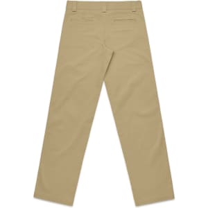 Regular pants in a light khaki colour, featuring a straight-leg design and back pockets. The image showcases the rear view.