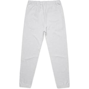 Light grey track pants featuring an elastic waistband and a back pocket. Includes a logo.