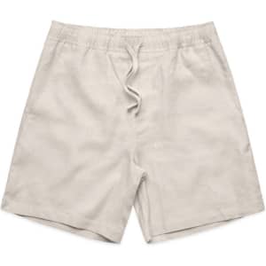 Linen shorts in a light beige colour with an elastic waistband and drawstring detail. Simple design with no visible logos.