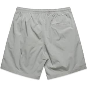 Light grey sports shorts with an elastic waistband and a rear pocket, featuring a simple design.