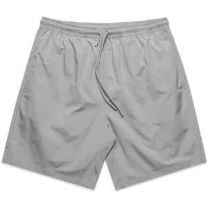 Active training shorts in a light grey colour with an elastic waistband and drawstring, featuring a logo.