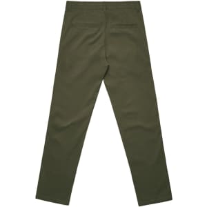 Straight pants in a rich olive green colour with a straight leg design and two back pockets, featuring subtle branding.