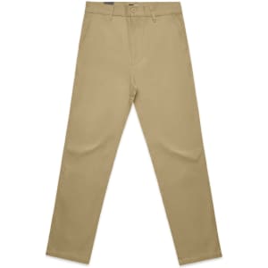 Straight pants in a light khaki colour, featuring a classic design with a button and zip closure.