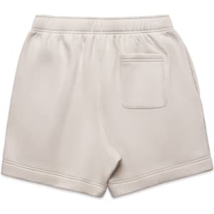 Relax Track Shorts in light beige with a back pocket and an elastic waistband. Features a simple logo on the fabric.