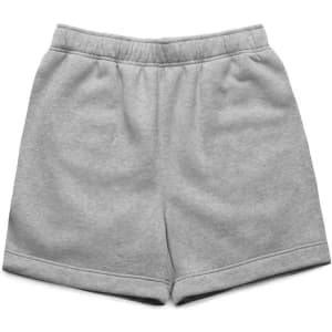 Light grey track shorts with an elastic waist and a simple design. Features a logo on the waistband.