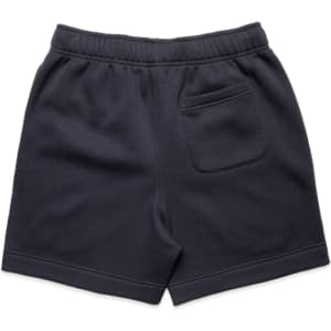 Relax Track Shorts in navy, featuring an elastic waistband and a back pocket. The shorts have a soft, casual design.