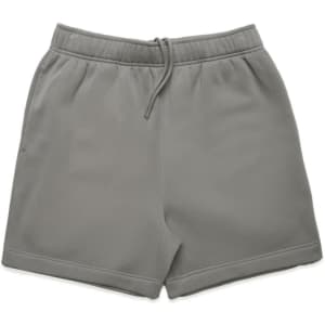 A pair of light grey Relax Track Shorts with an elastic waistband and drawstring. Features a logo on the leg.