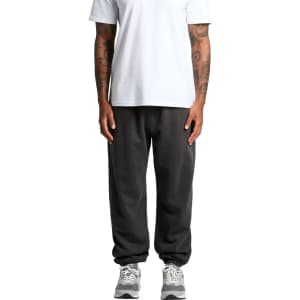 Relax Faded Track Pants in dark grey, featuring an elastic waistband and cuffs, paired with a plain white T-shirt.