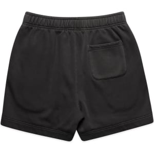 Black track shorts with a waistband and a back pocket, featuring a simple design and soft fabric.