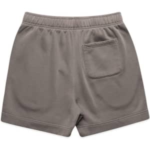 Relaxed faded track shorts in a muted grey colour, featuring an elastic waistband and a single back pocket.