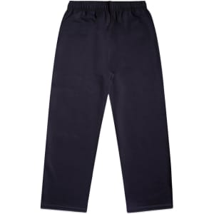 Cuffless track pants in dark navy, featuring an elastic waist and a simple design. Includes a logo.