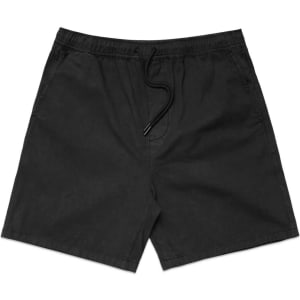 Black shorts featuring an elastic waistband and drawstring, with a simple design and no visible branding.