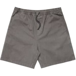 A pair of grey dress shorts featuring an elastic waistband and drawstring. The design is simple with no visible logos.